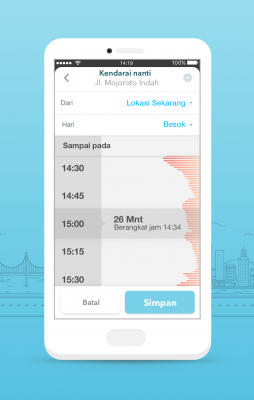 Waze Planned Drives Screen on iOS (Bahasa_Indonesia)